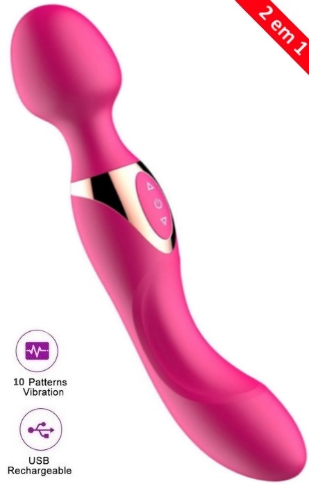 Vibrador Duplo G-Spot e Wand Massager 10 Speeds Rose RF09596 - Image 2
