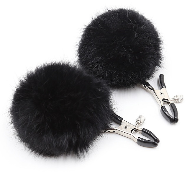 Grampos de Mamilos com Pom-Pom Ajustaveis Black RF02736