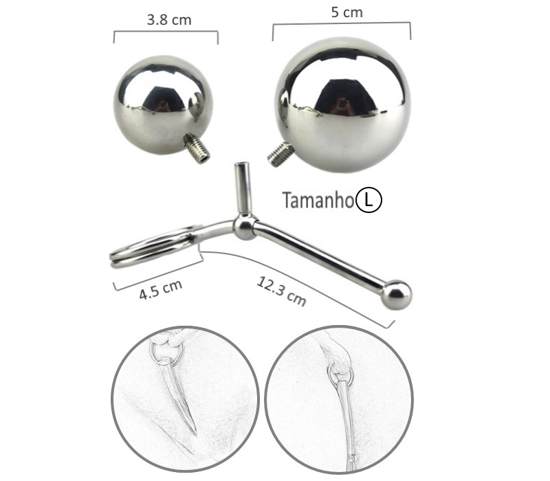 Glossy Intruso – Anel Pênis – Bloqueador Metal com Bola 5cm RF03374 - Image 3