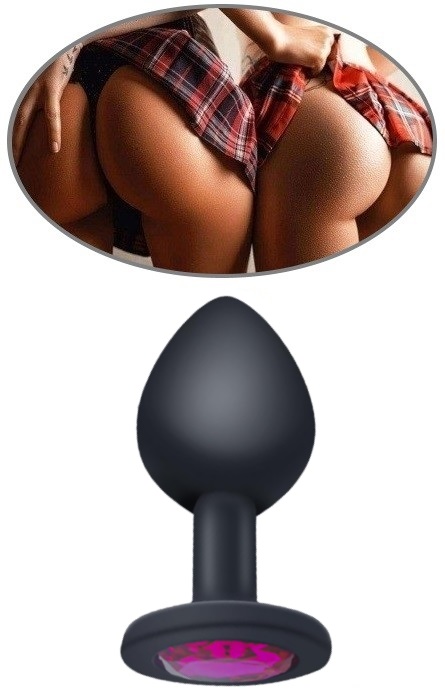 Anal Plug Black com Brilhante Rose S RF01169