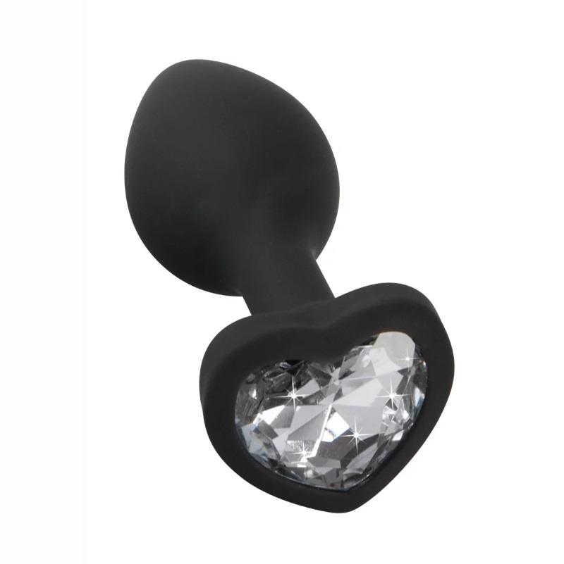Plug Anal Silicone Coração Black Brilhante Clear L RF03184 - Image 2