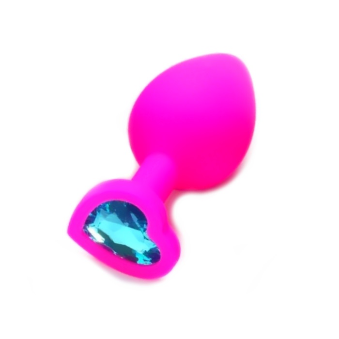 Plug Anal Silicone Coração Pink Brilhante Blue S RF03182