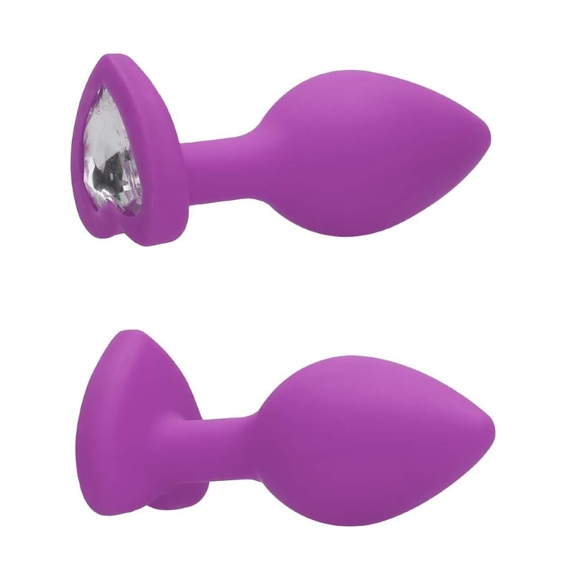 Anal Plug Silicone Coração Purple Brilhante Clear M RF03183 - Image 5