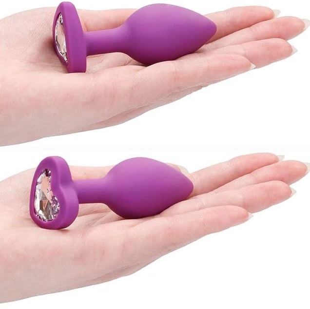 Anal Plug Silicone Coração Purple Brilhante Clear M RF03183 - Image 7