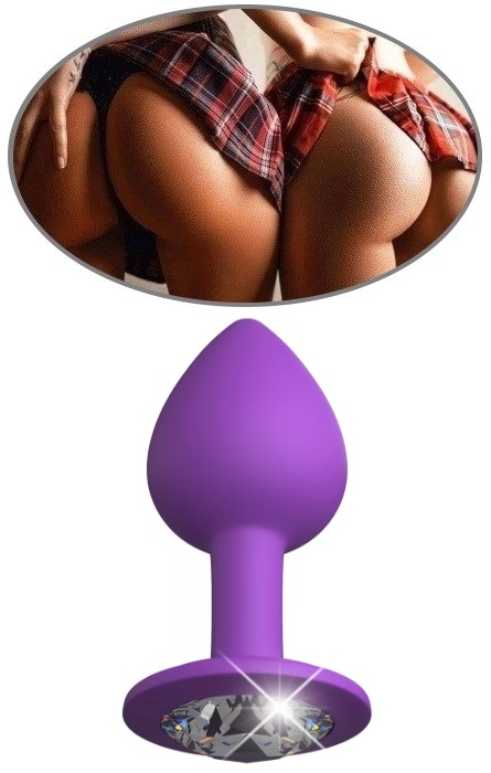 Anal Plug Purple com Brilhante Clear L RF01171