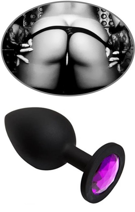 Anal Plug Black com Brilhante Purple M RF01170