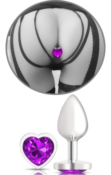 Heart Plug Anal com Brilhante Purple L RF02355