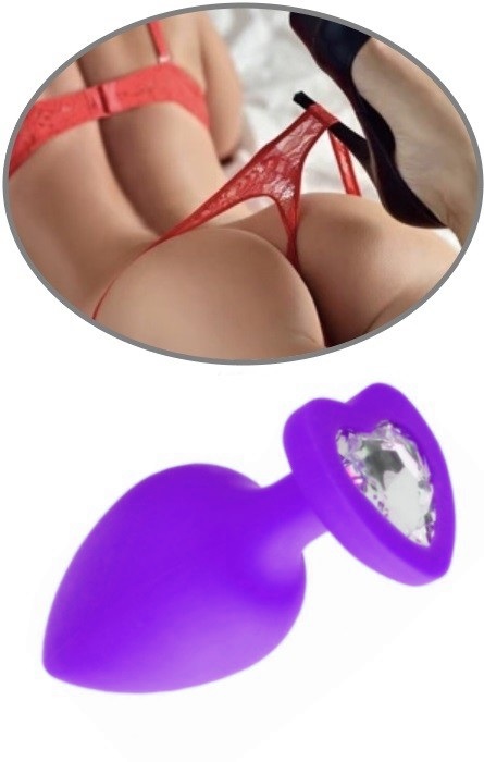 Anal Plug Silicone Coração Purple Brilhante Clear S RF03182 - Image 3