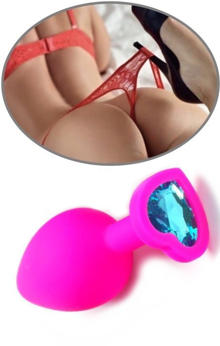 Plug Anal Silicone Coração Pink Brilhante Blue S RF03182 - Image 2
