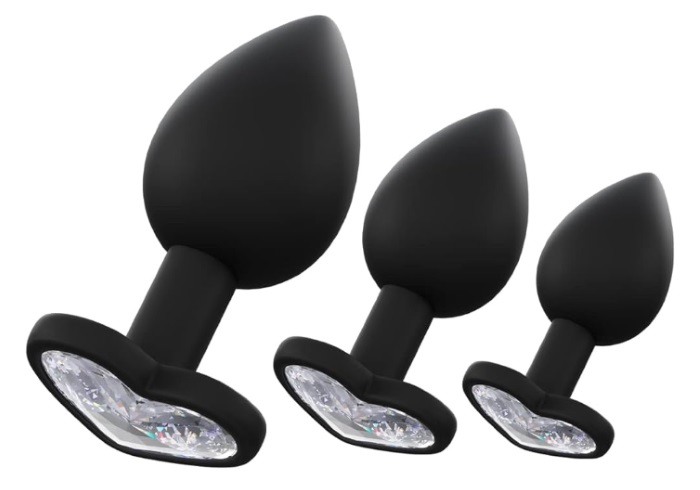 Plug Anal Silicone Coração Black Brilhante Clear L RF03184 - Image 8