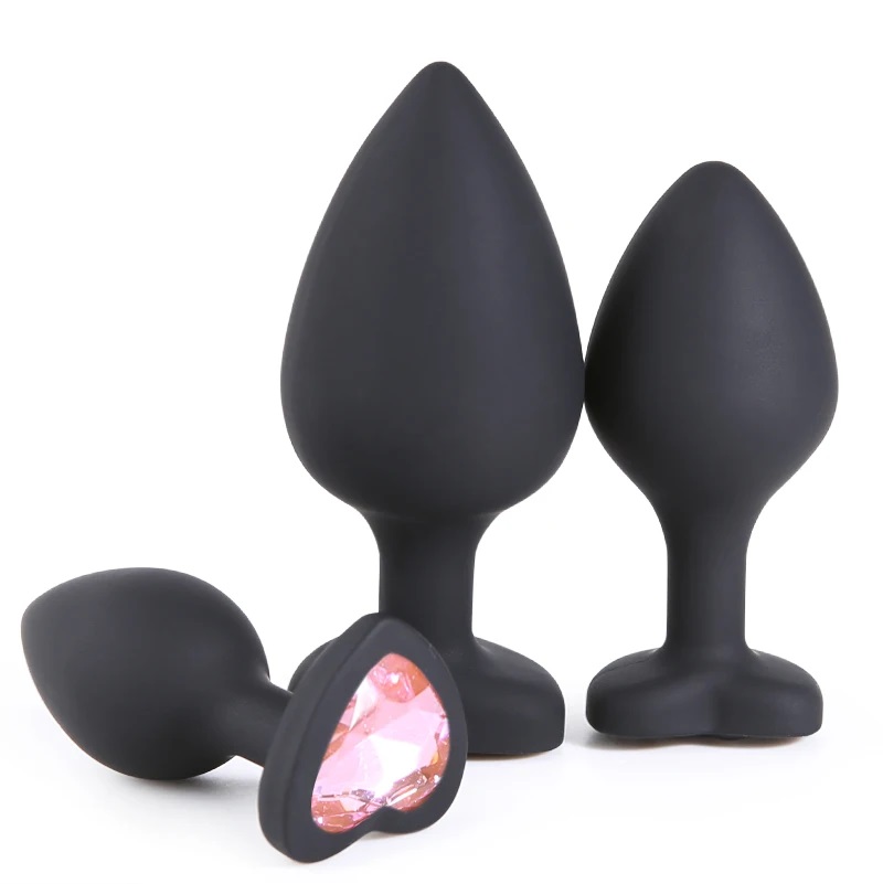 Plug Anal Silicone Coração Black Brilhante Pink L RF03184 - Image 2