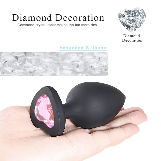 Plug Anal Silicone Coração Black Brilhante Pink L RF03184 - Image 7