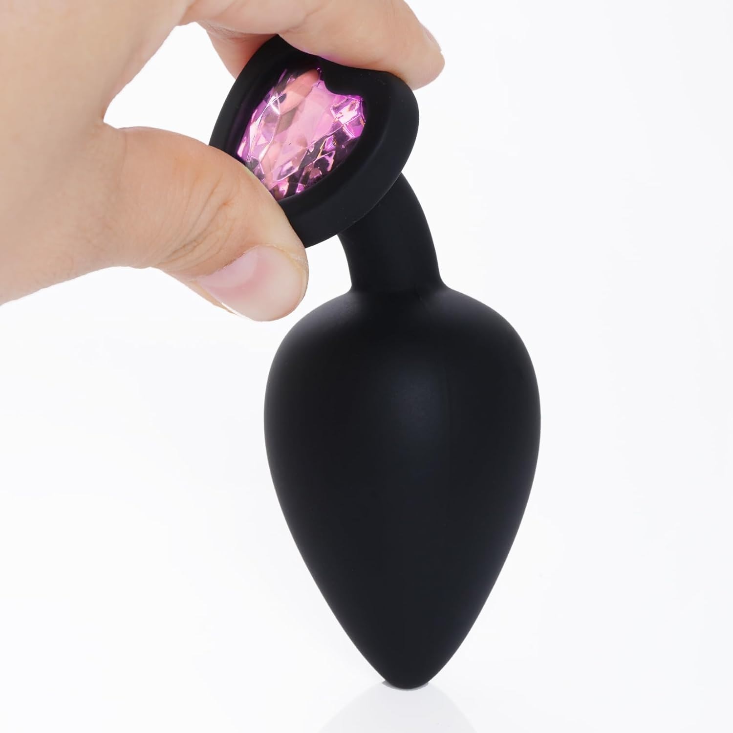 Plug Anal Silicone Coração Black Brilhante Pink L RF03184 - Image 10