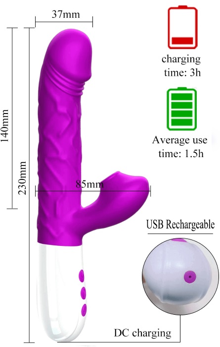Vibrador Telescópico com Ondas de Sucção e Aquecimento RF09672 - Image 3