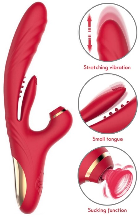 Vibrador Telescópico Ondas de Pressão e Lingua Red RF09665 - Image 2