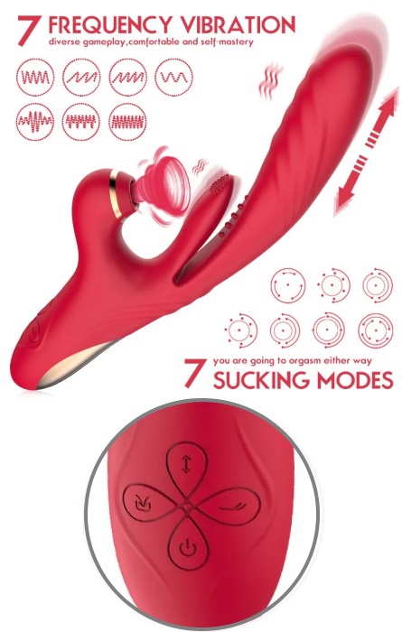 Vibrador Telescópico Ondas de Pressão e Lingua Red RF09665 - Image 7