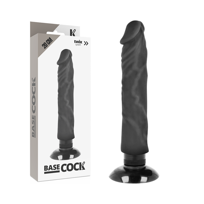BASECOCK - VIBRADOR REALÍSTICO BASECOCK 2-1 PRETO 20 CM -O- 4 CM - Image 3
