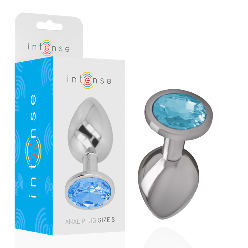 INTENSE – PLUG ANAL DE METAL DE ALUMÍNIO COM CRISTAL AZUL TAMANHO S