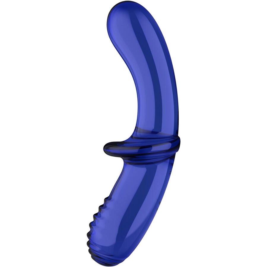SATISFYER – DILDO DE CRISTAL DUPLO AZUL