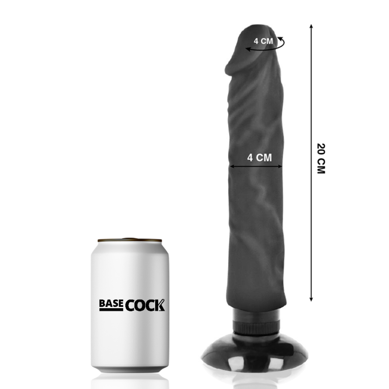 BASECOCK - VIBRADOR REALÍSTICO BASECOCK 2-1 PRETO 20 CM -O- 4 CM - Image 2