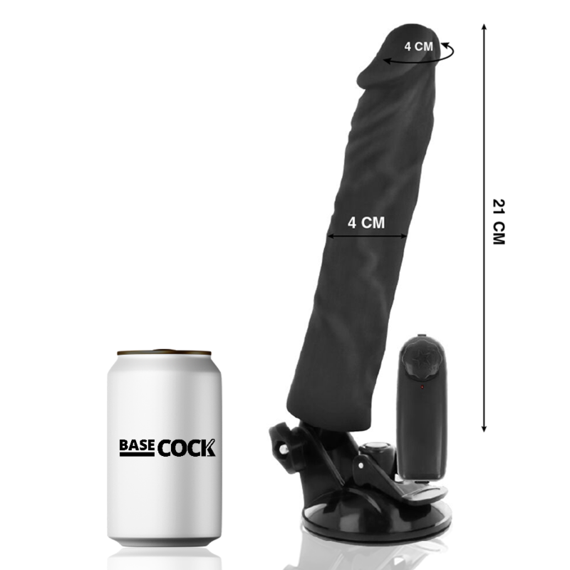 BASECOCK - CONTROLE REMOTO VIBRADOR REALÍSTICO PRETO 21 CM -O- 4 CM - Image 2