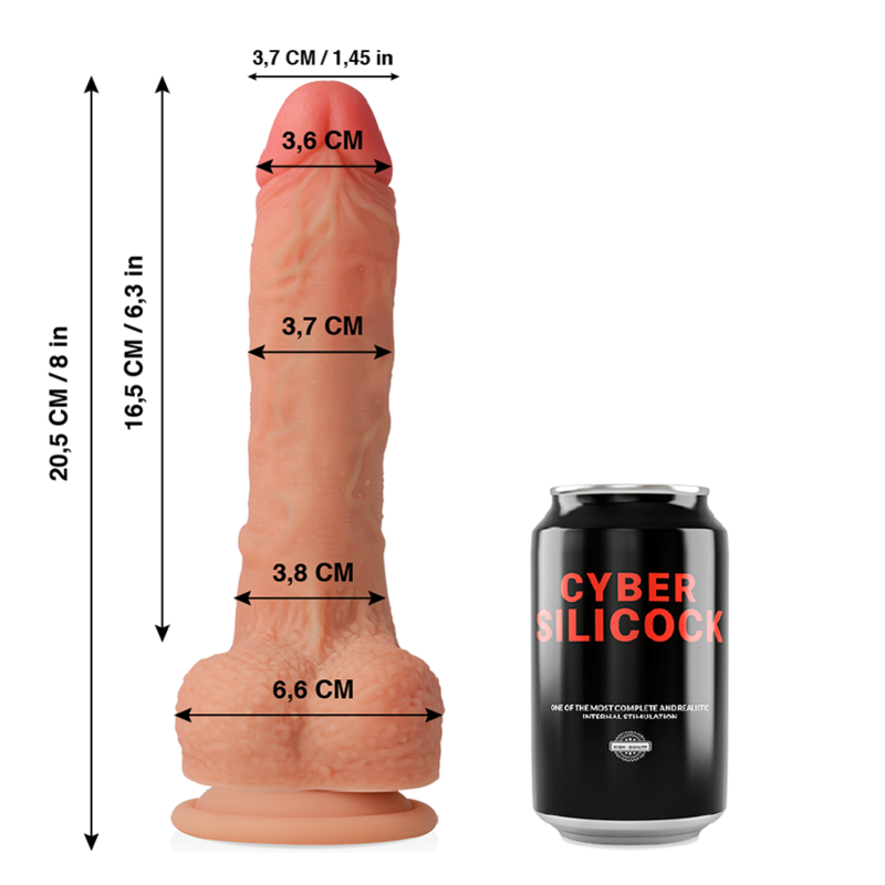 CYBER SILICOCK – SILICONE LÍQUIDO MACIO CONNOR ULTRA REALISTA 20.5 CM -O- 3.7 CM