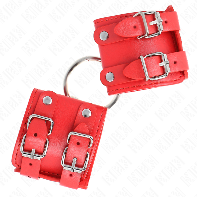 KINK – PULSO FIXO COM ANEL E PREGOS AJUSTÁVEIS VERMELHO 17-22 CM X 6,5 CM