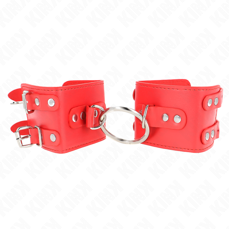 KINK – PULSO FIXO COM ANEL E PREGOS AJUSTÁVEIS VERMELHO 17-22 CM X 6,5 CM