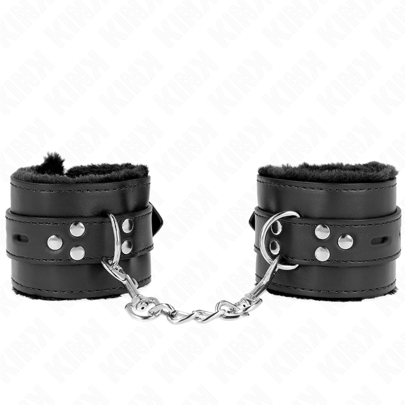 KINK – PULSO FORRO DE PELE COM FUROS QUADRADOS PRETO E CINTO PRETO AJUSTÁVEL 17-29 CM X 6 CM