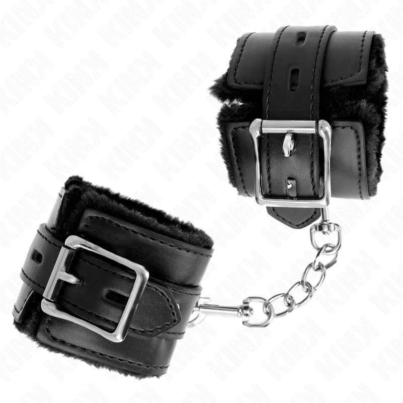 KINK – PULSO FORRO DE PELE COM FUROS QUADRADOS PRETO E CINTO PRETO AJUSTÁVEL 17-29 CM X 6 CM