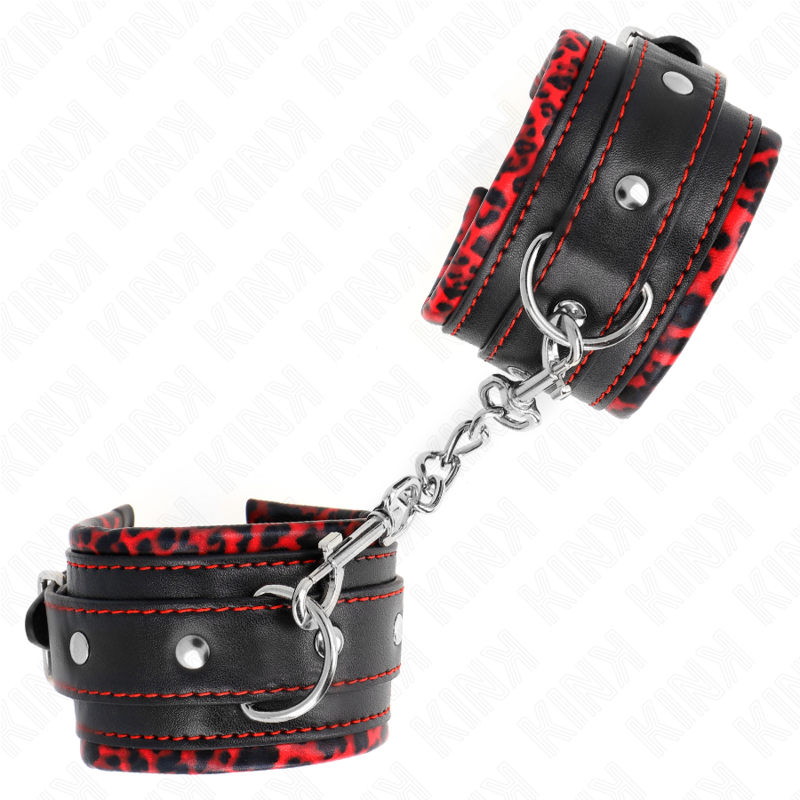 KINK – PULSO FORRO DE PELE VERMELHO / PRETO AJUSTÁVEL 17-29 CM X 6 CM