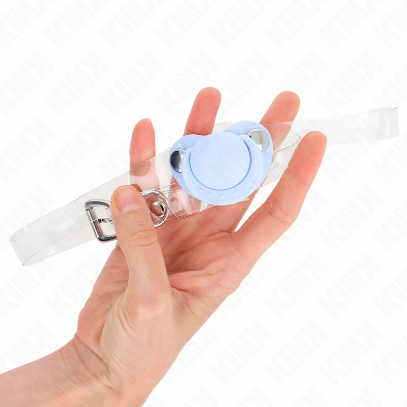 KINK – MORDAÇA EM FORMA DE CHUPETA AZUL CLARO 5,5 x 4 CM AJUSTÁVEL 43-60 CM