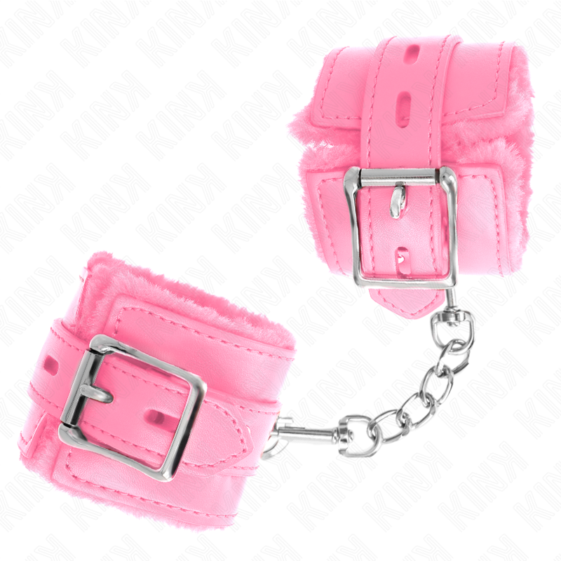 KINK – PULSO FORRO DE PELE COM FUROS QUADRADOS ROSA E CINTO ROSA AJUSTÁVEL 17-29 CM X 6 CM