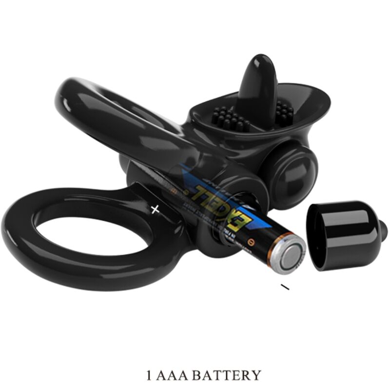 PRETTY LOVE - ANEL APAIXONADO ANEL VIBRATÓRIO DUPLO + ESTIMULADOR DE CLITÓRIS PRETO - Image 3