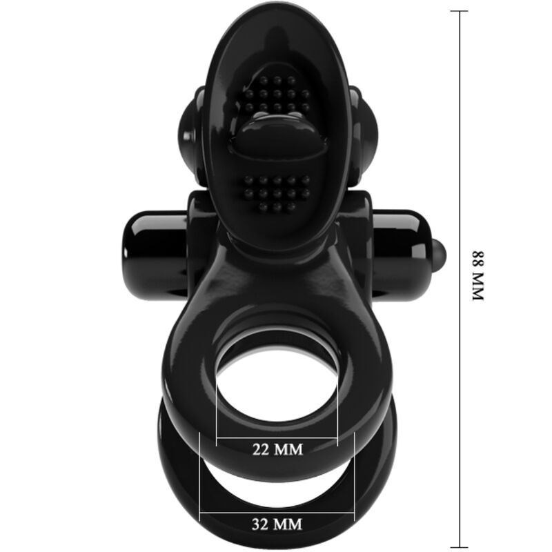 PRETTY LOVE - ANEL APAIXONADO ANEL VIBRATÓRIO DUPLO + ESTIMULADOR DE CLITÓRIS PRETO - Image 4