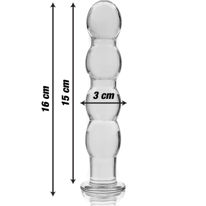 NEBULA SERIES BY IBIZA – MODELO 10 DILDO VIDRO BOROSILICADO TRANSPARENTE 16.5 CM -O- 3.5 CM