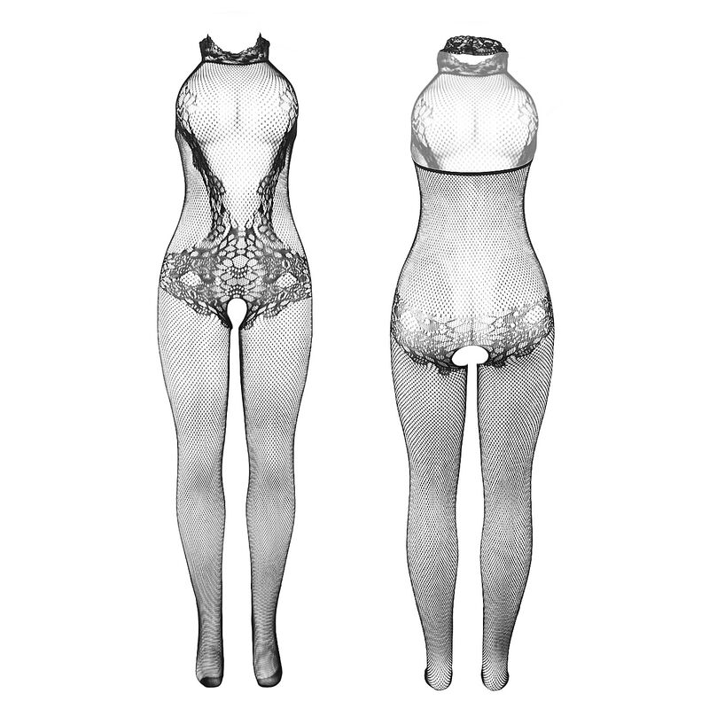 SUBBLIME - 951801 BODYSTOCKING SEM FUNDO DE REDE E RENDA COM GOLA ALTA PRETO TAMANHO ÚNICO - Image 4