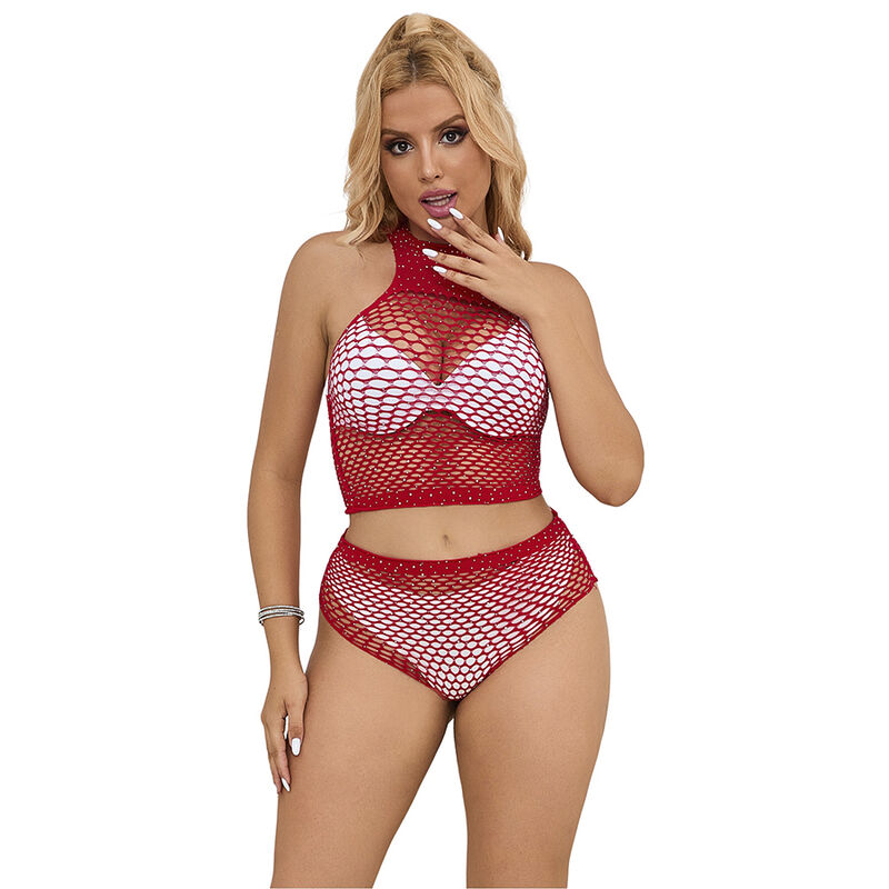 SUBBLIME – 952402 FISHNET SET COM DIAMANTES ROSA TAMANHO ÚNICO