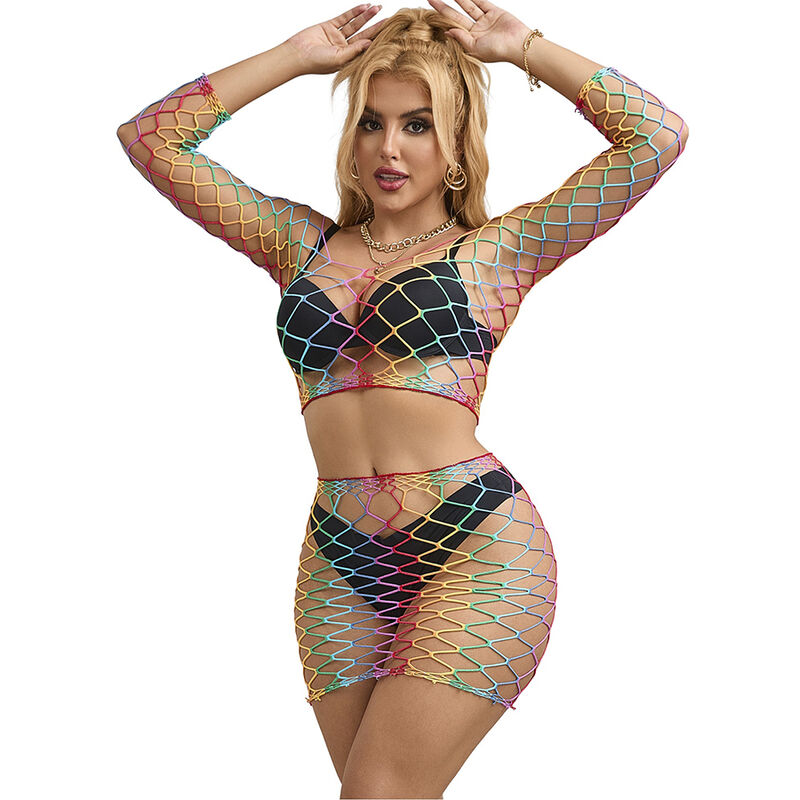 SUBBLIME – 952440 2 PEAS FISHNET CONJUNTO MANGA COMPRIDA ARCO-ÍRIS TAMANHO ÚNICO