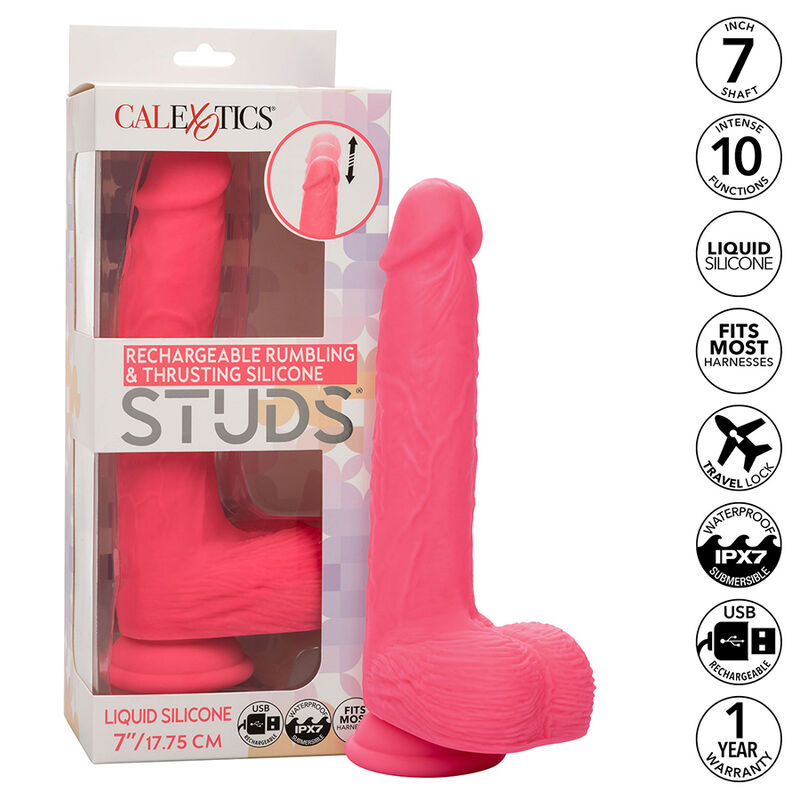 CALEXOTICS – STUDS VIBRADOR REALISTA 10 VIBRAÇÕES ROSA