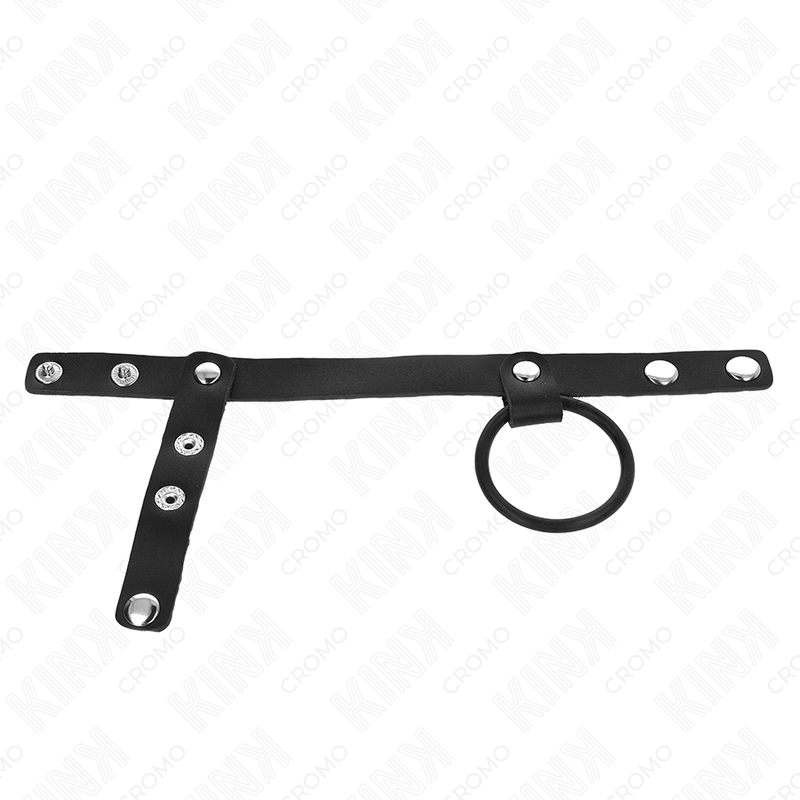 KINK - ANEL DE PÊNIS DE SILICONE 3,8 CM COM DIVISOR DE BOLAS E TIRA DE COURO 22 X 1,5 CM - Image 3