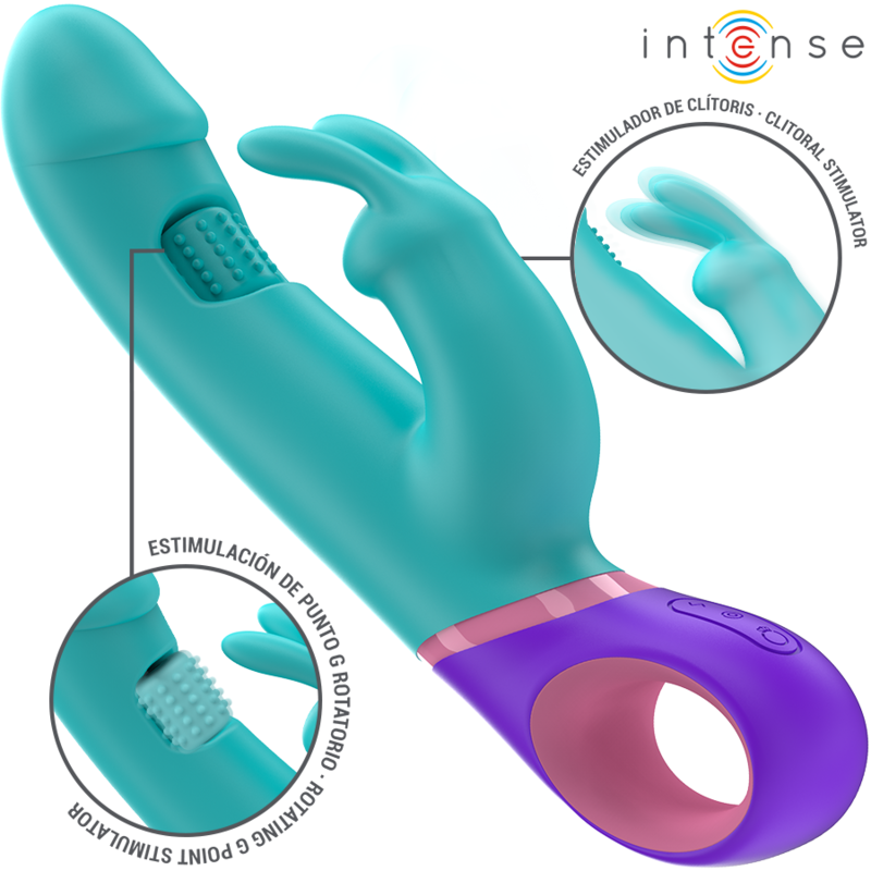 INTENSE - MONICA RABBIT VIBRADOR COM ESTIMULADOR G-SPOT ROTATIVO AZUL - Image 2