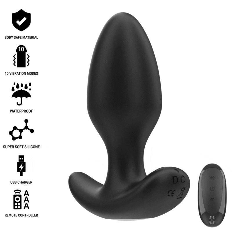 INTENSE – JOEY ANAL PLUG 10 VIBRAÇÕES PRETO CONTROLE REMOTO