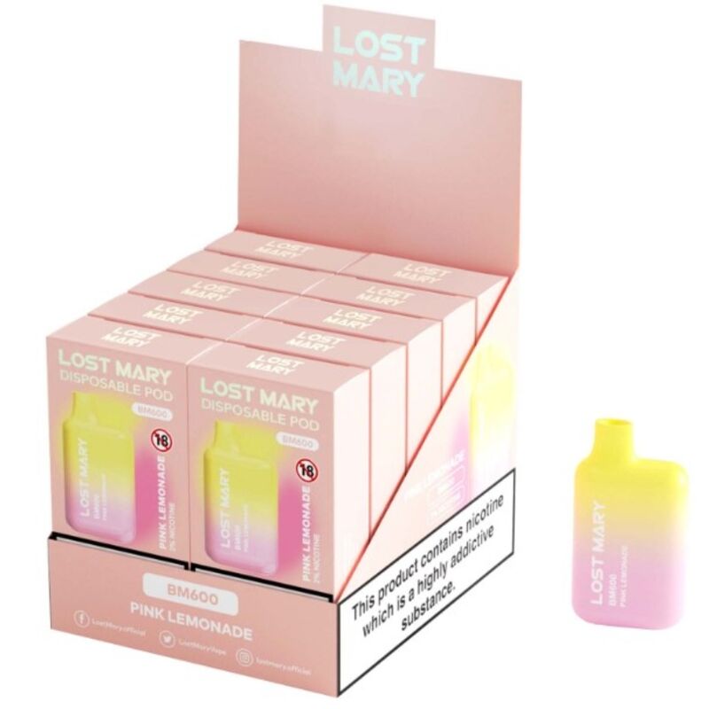 LOST MARY – BM600 NICOTINE VAPER 2% DESCARTÁVEL ROSA LIMONADA