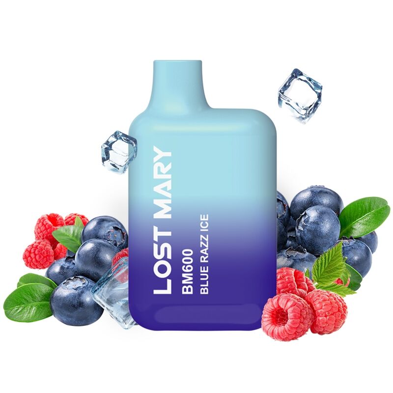 LOST MARY – (EXPOSITOR PROFESSIONAL PACK -10 UNIDADES) BM600 NICOTINE VAPER 2% DESCARTÁVEL AZUL RAZZ ICE