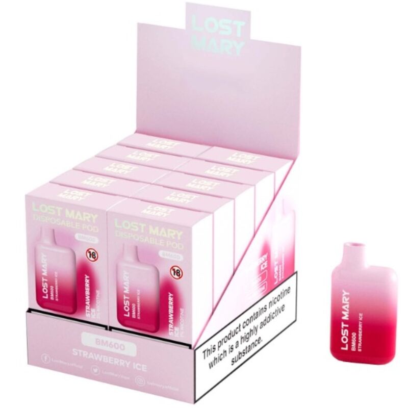 LOST MARY – BM600 NICOTINE VAPER 2% DESCARTÁVEL MORANGO ICE