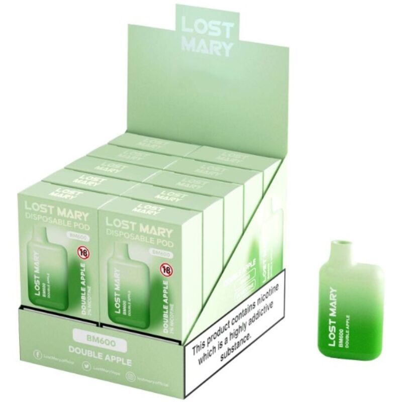 LOST MARY – BM600 NICOTINE VAPER 2% DESCARTÁVEL DUPLO APPLE