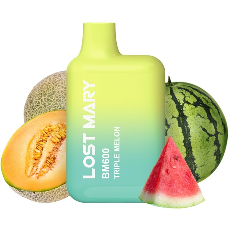 LOST MARY – (EXPOSITOR PROFESSIONAL PACK -10 UNIDADES) BM600 NICOTINE VAPER 2% DESCARTÁVEL TRIPLE MELÃO