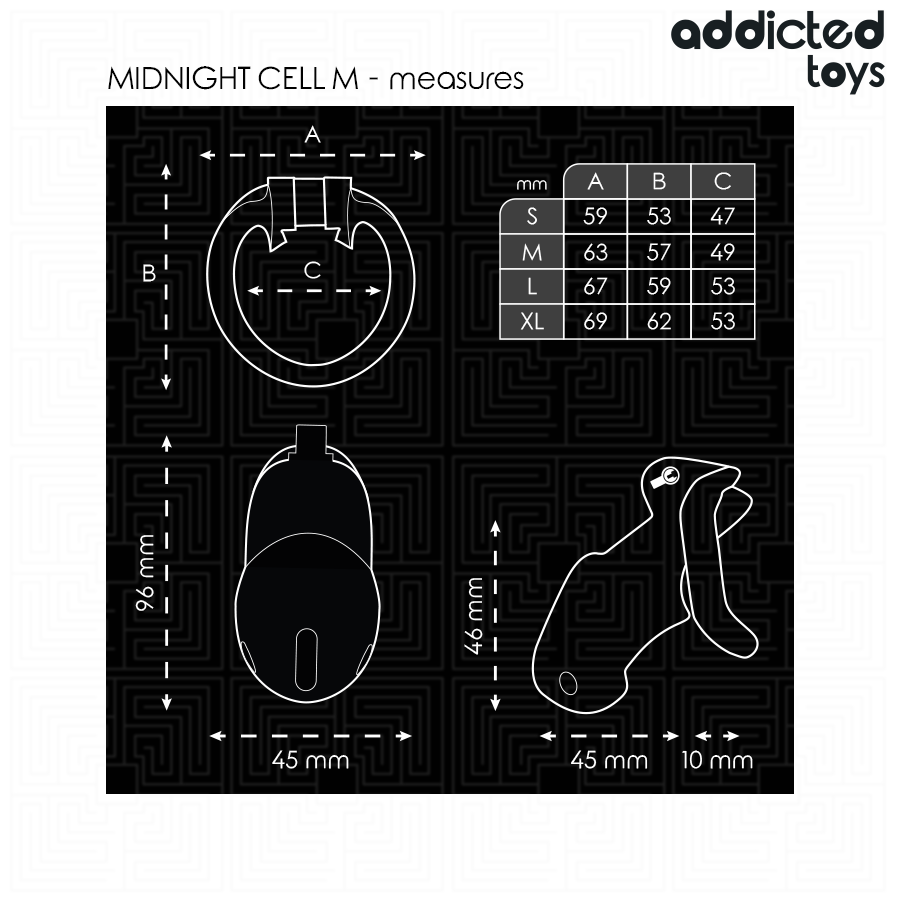 ADDICTED TOYS LOCKED - GAIOLA PARA PÊNIS CELL MINDNIGHT 4.2 CM TAMANHO M - Image 5