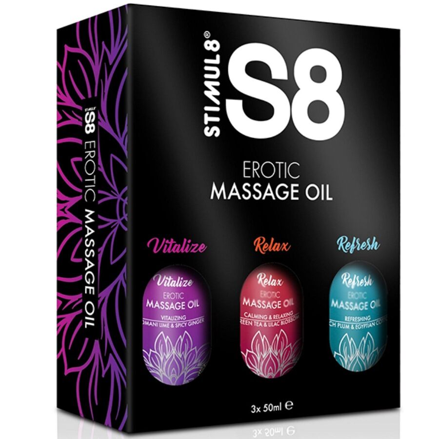STIMUL8 – ÓLEO DE MASSAGEM S8 CAIXA 3 X 50 ML